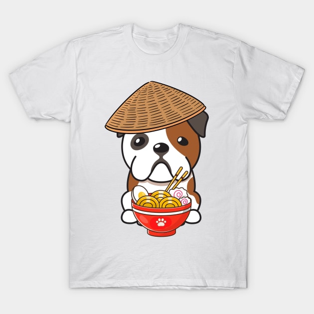 Funny English BullDog Eating Noodles English Bulldog T Shirt TeePublic